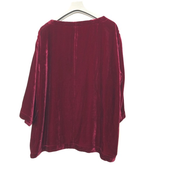 EILEEN FISHER VELVET HIBISCUS 🌺 COLOR BLOUSE L - Picture 2 of 3